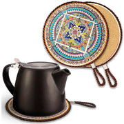 Sottopentola in ceramica con fondo in sughero, 17 cm, resistente al calore per pentole e bevande