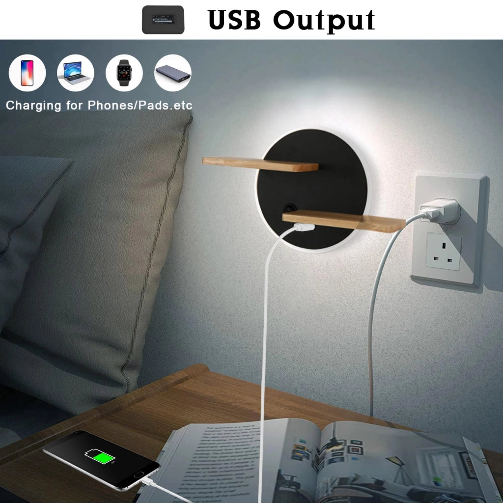 Applique LED con interruttore, dimmerabile, porta USB, luce da lettura, lampada da comodino, nera, per camera da letto, soggiorno, cameretta