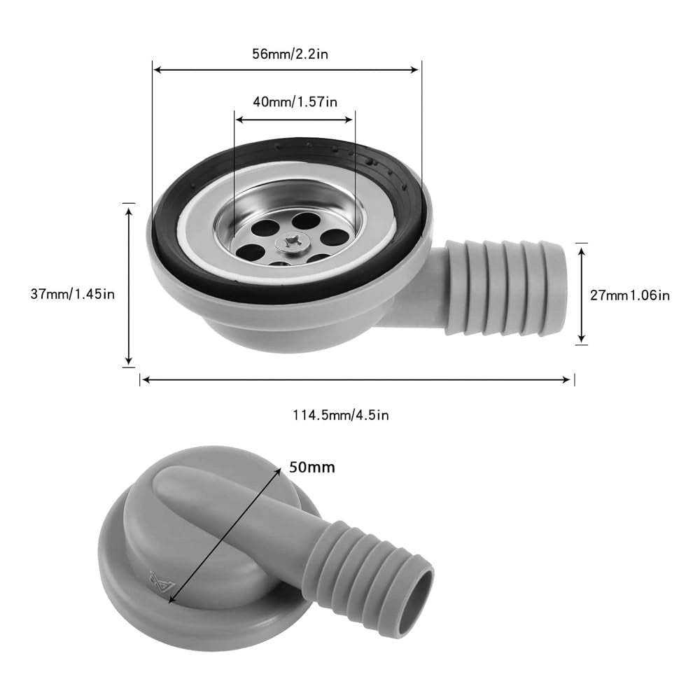 Kit di scarico in acciaio inossidabile a 90° per lavabo, attacco da 50 mm