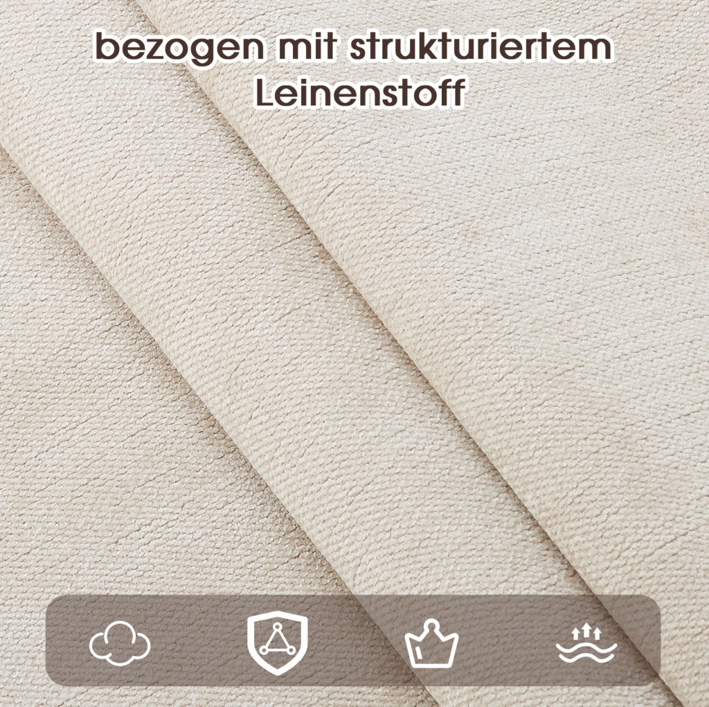 Set di 2 sedie con braccioli in metallo effetto legno e lino beige
