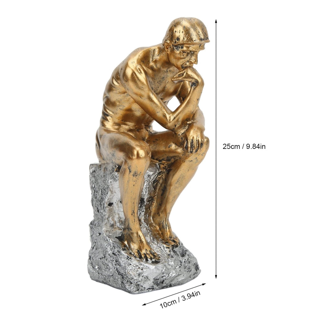 Denker, statua in resina dorata, 25x10 cm, scultura, figurina da museo