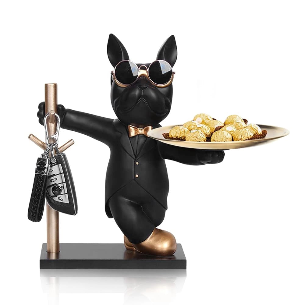 Harsfigur: Bulldog francese con vassoio, dimensioni 33x20x30 cm