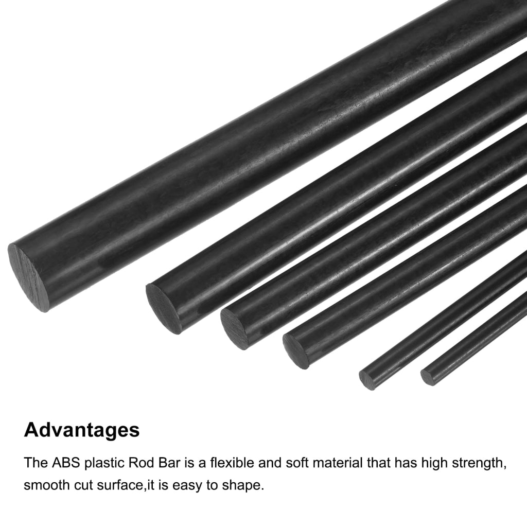 Barre in ABS nere, 8x300 mm, confezione da 4 pezzi, per modellismo
