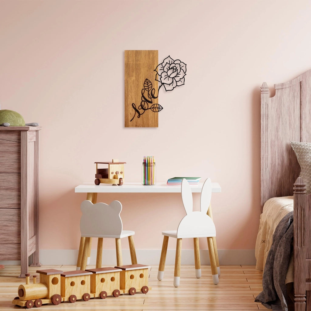 Accessorio per bastone in legno e metallo, 47x58 cm, noce nero, rettangolare