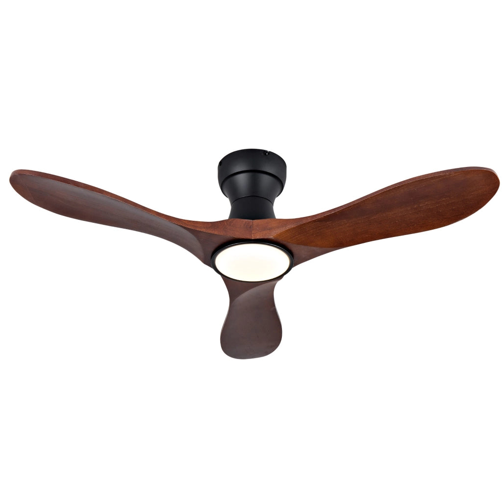 Ventilatore da soffitto con luce 106 cm nero e noce, 6 velocità, telecomando