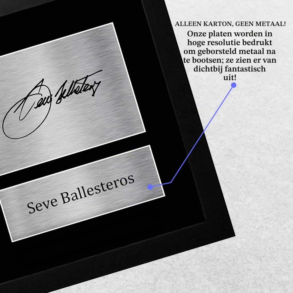 Fotografie A4 incorniciate, con la firma di Seve Ballesteros, dimensioni 29,7x21 cm