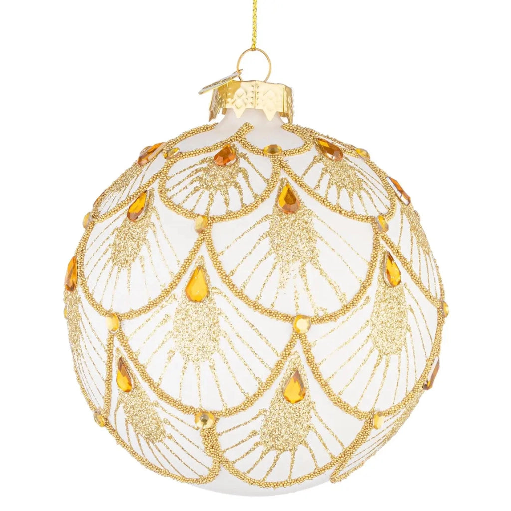 Sfera decorativa Stardust in vetro bianco e oro Ø10 cm