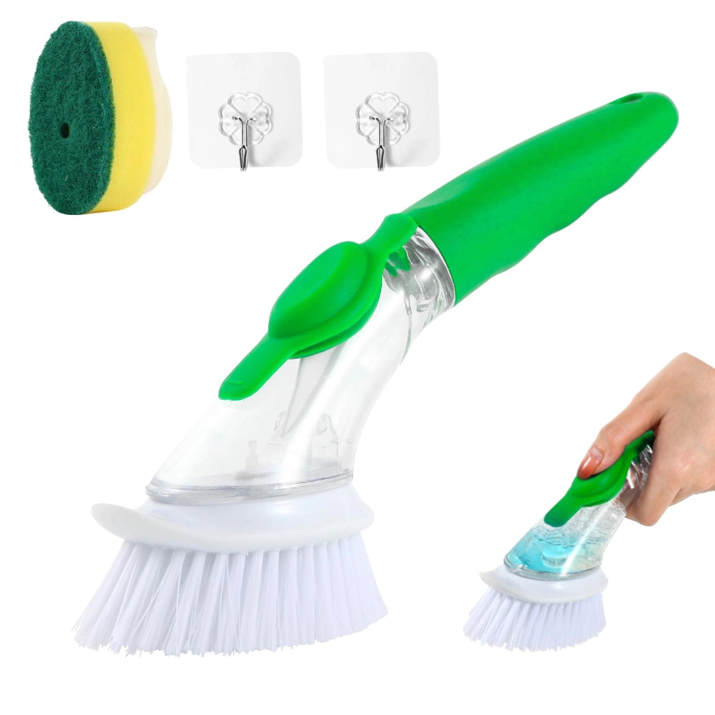 Spazzola per la pulizia con dispenser, 2 teste, 29 cm, blu
