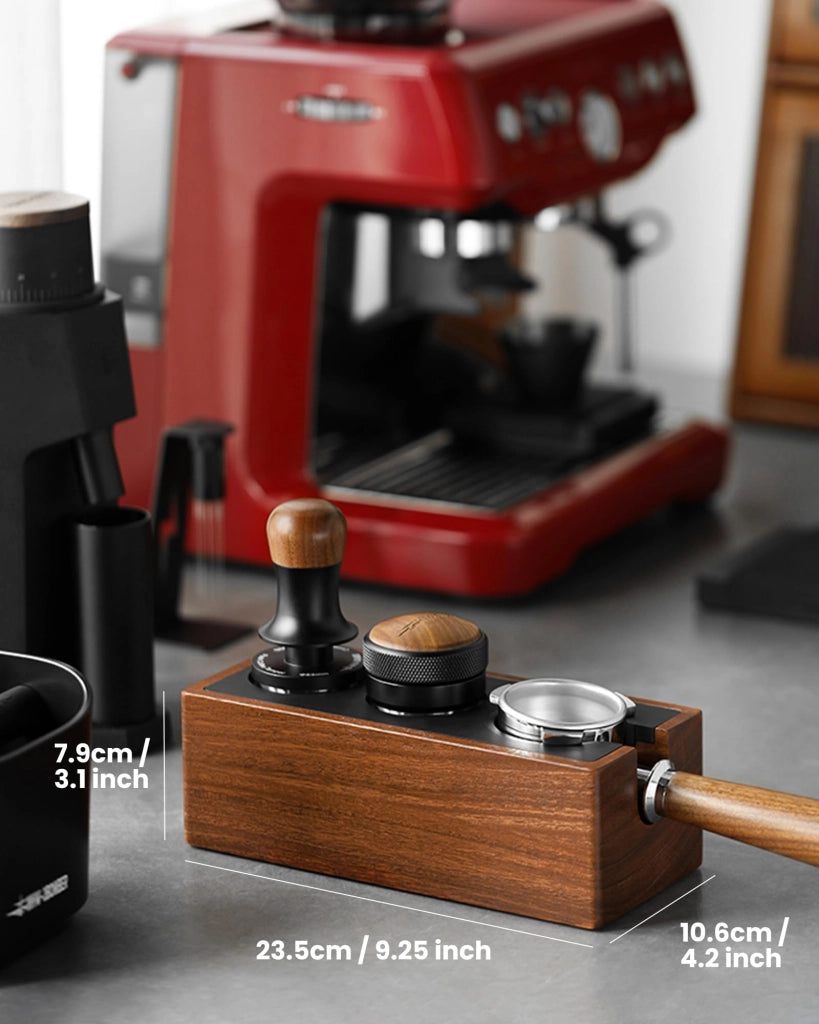 Pressino per espresso, da 51-58 mm, in noce, con cassetto magnetico