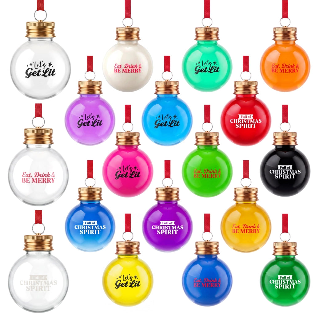 18 mini palline di Natale in plastica, 48 grammi, trasparenti, riutilizzabili