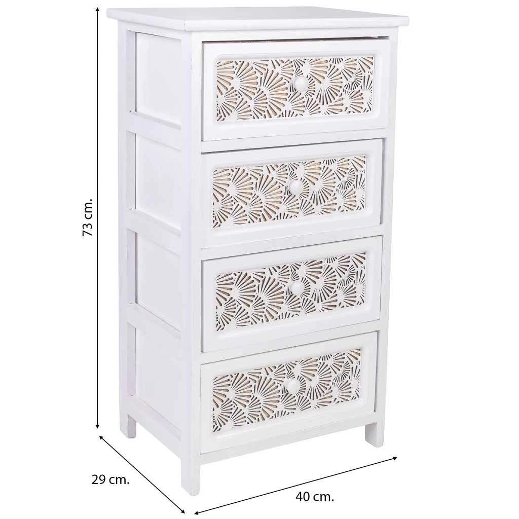Cassettiera in legno 40x29x73h cm bianca