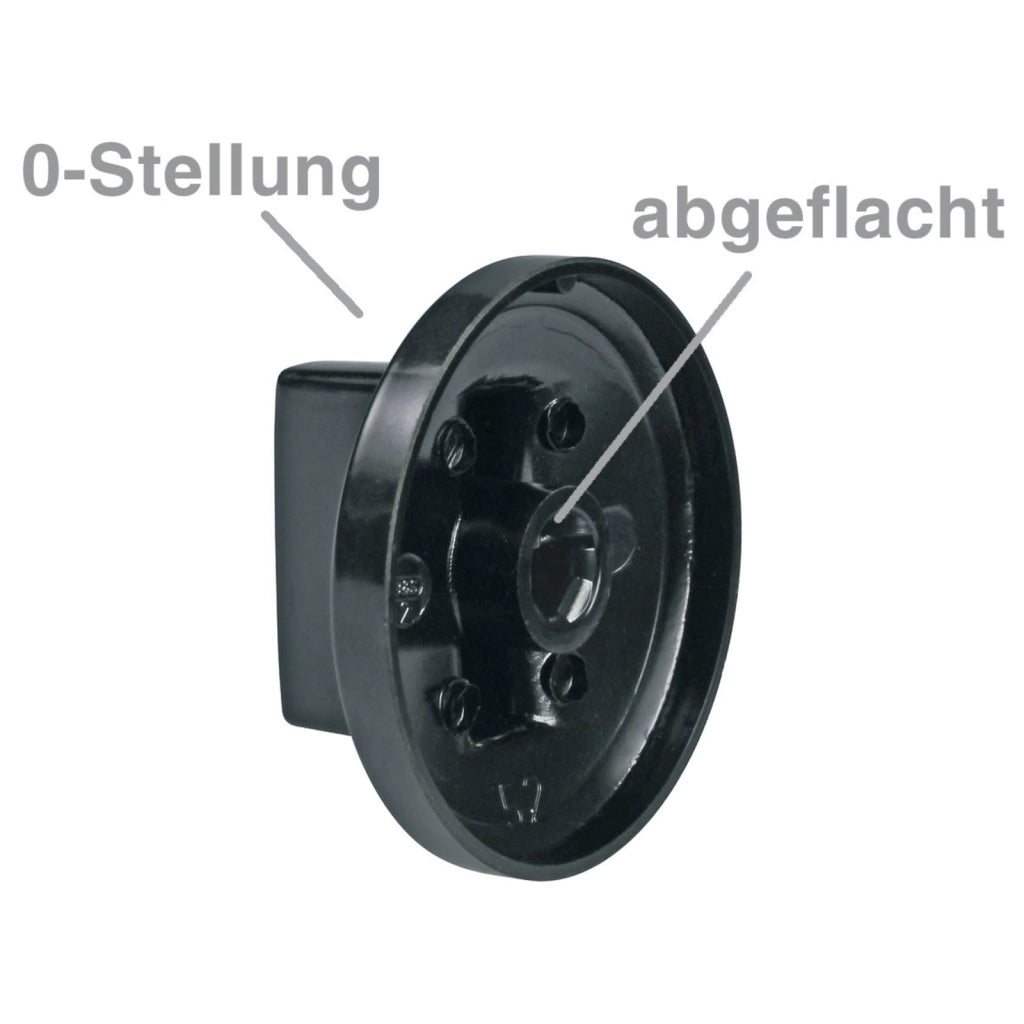 Set di 9 elementi per manopole, colore nero, diametro 52 mm, materiale plastico, asse da 6/4,6 mm