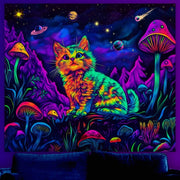 Tappeto da parete con motivo gatto, effetto luminescente, 150x130 cm