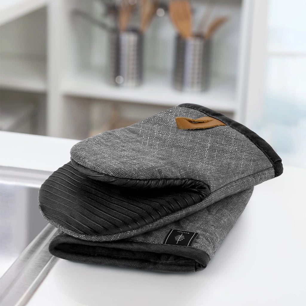 Guanti da forno in cotone con silicone, confezione da 2, colore grigio