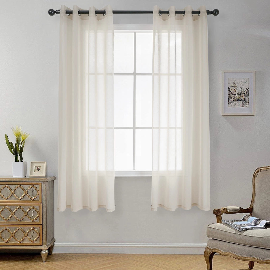 Set di tende a velo, aspetto lino, confezione da 2, 175x140 cm, poliestere