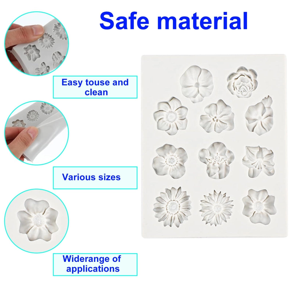Stampo in silicone a forma di fiore 3D, set da 2 pezzi, composto da margherite e foglie