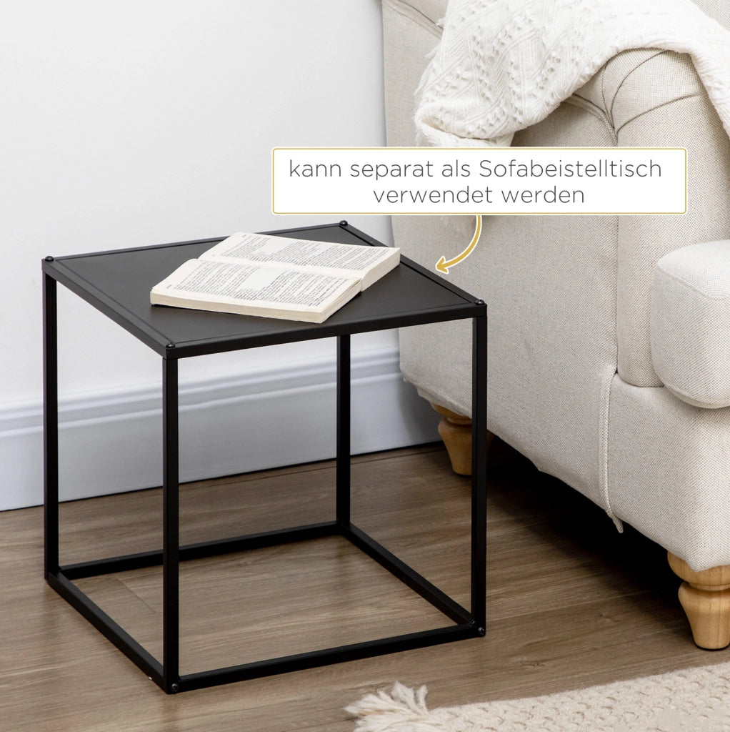 Set di 2 tavolini da salotto in acciaio nero, 40 e 35 cm