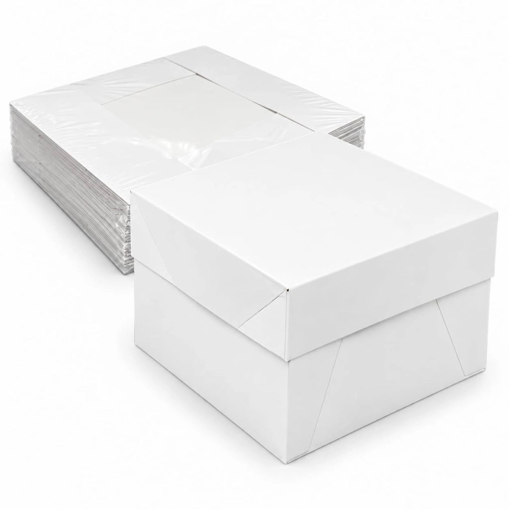 10 scatole bianche per il trasporto di torte, con coperchio, dimensioni 30,4x30,4x15,2 cm