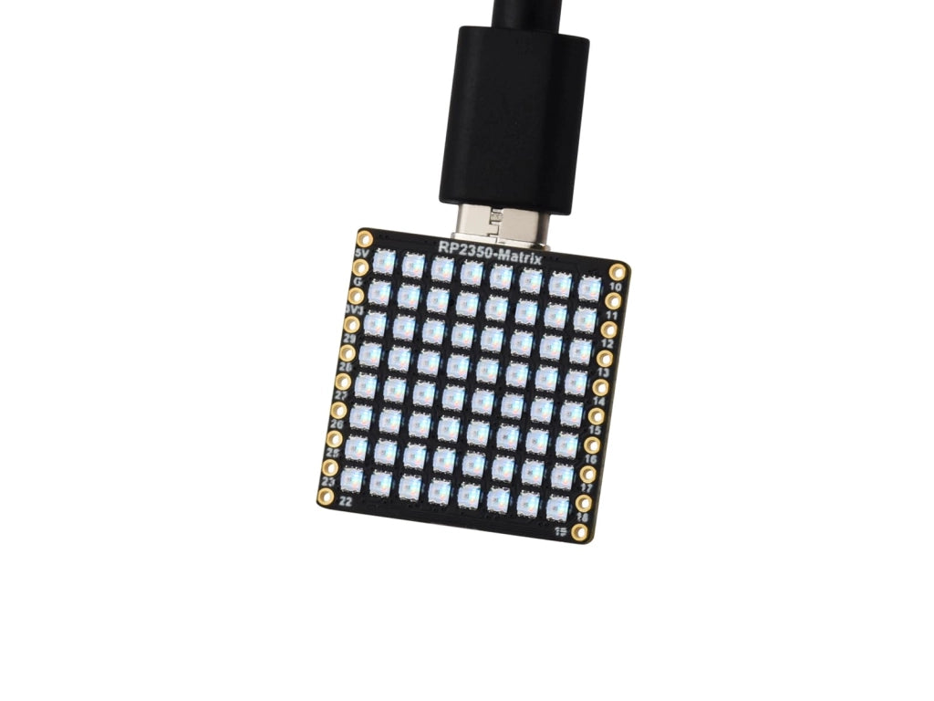 Scheda di sviluppo RP2350 con matrice LED RGB 8x8 e IMU a 6 assi