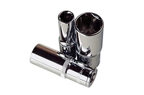 Set di chiavi a bussola profonde da 3/8", 10 pezzi, da 10 a 19 mm, colore blu