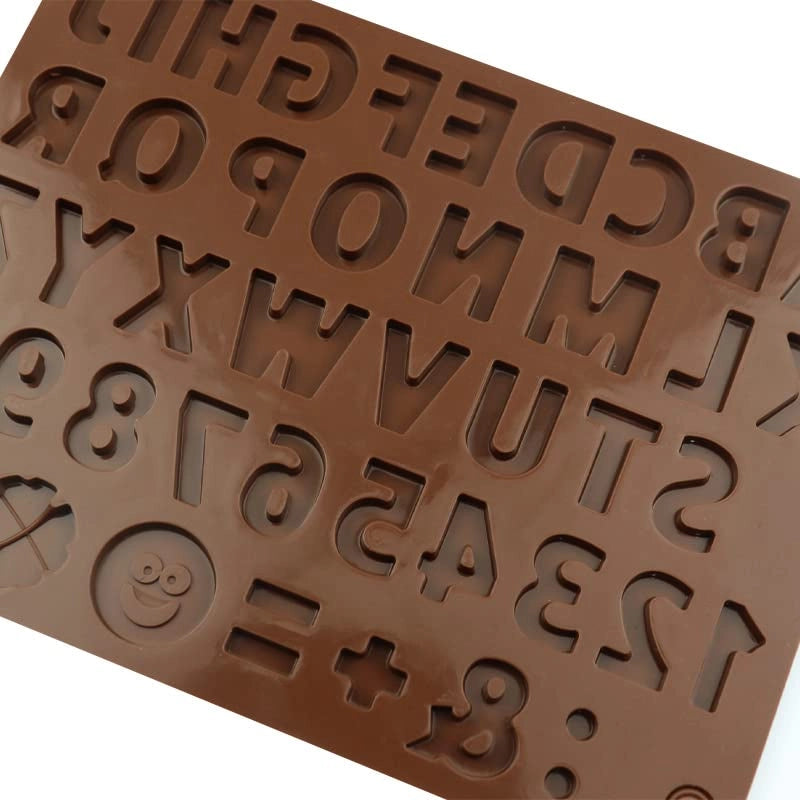 Forme in silicone a forma di lettere e numeri, 43 scomparti, 18x13 cm