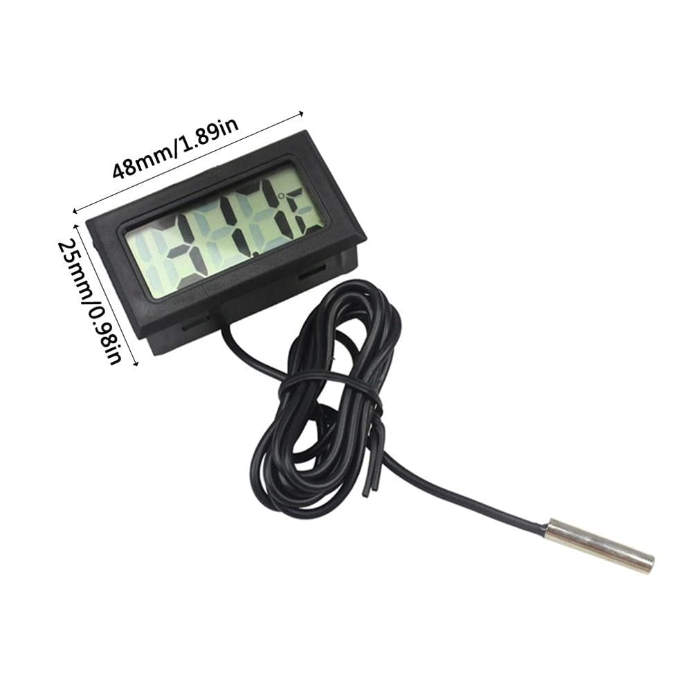 Termometro LCD con sensore esterno, da -50 a +110 °C, colore nero