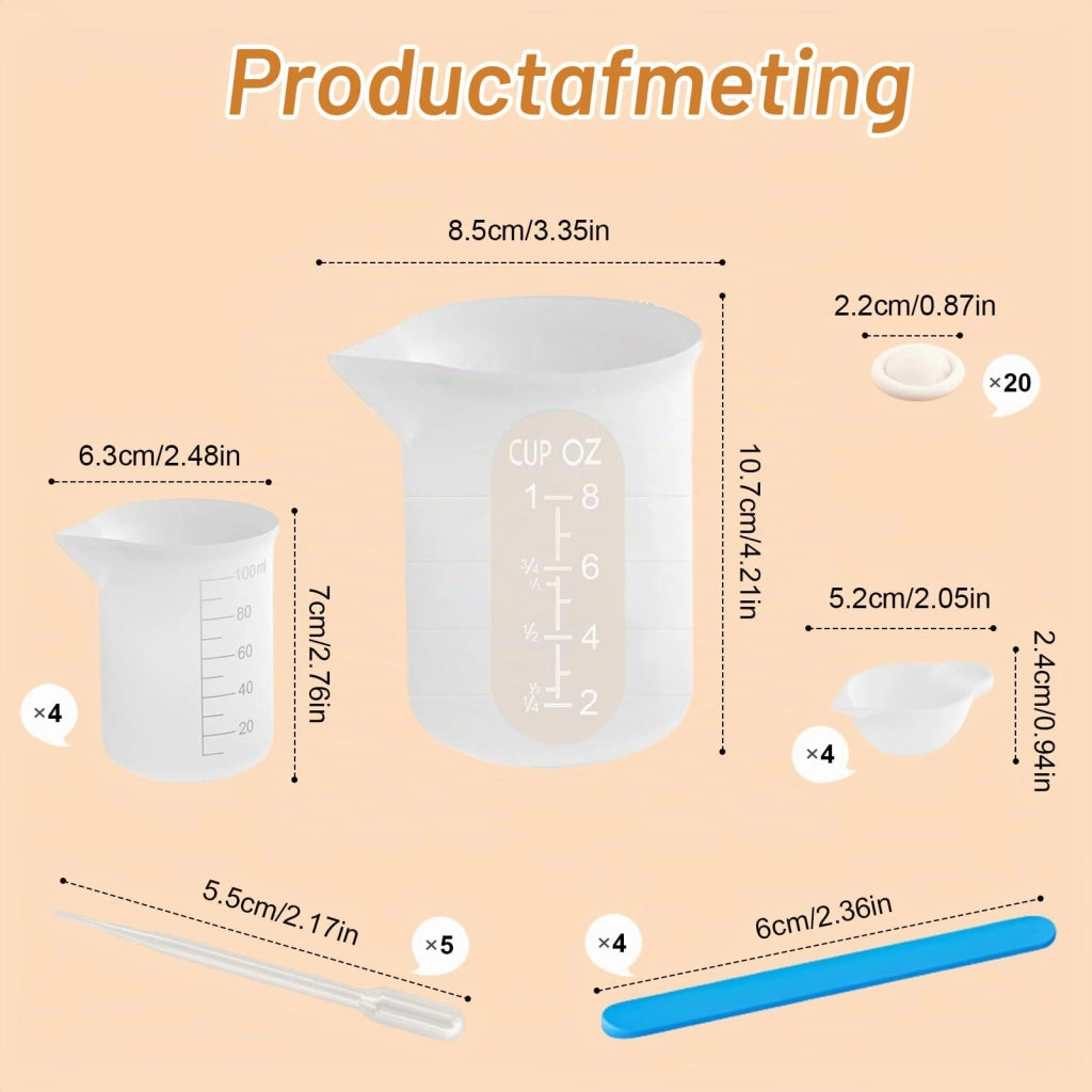 Set di misurini in silicone da 250 ml e 100 ml, spatole per mescolare, pipette