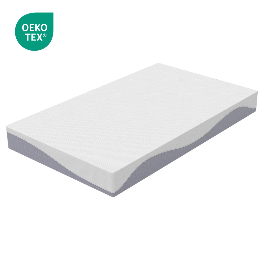 Materasso in schiuma a doppio lato H3/H4 con rivestimento sfoderabile bianco e grigio