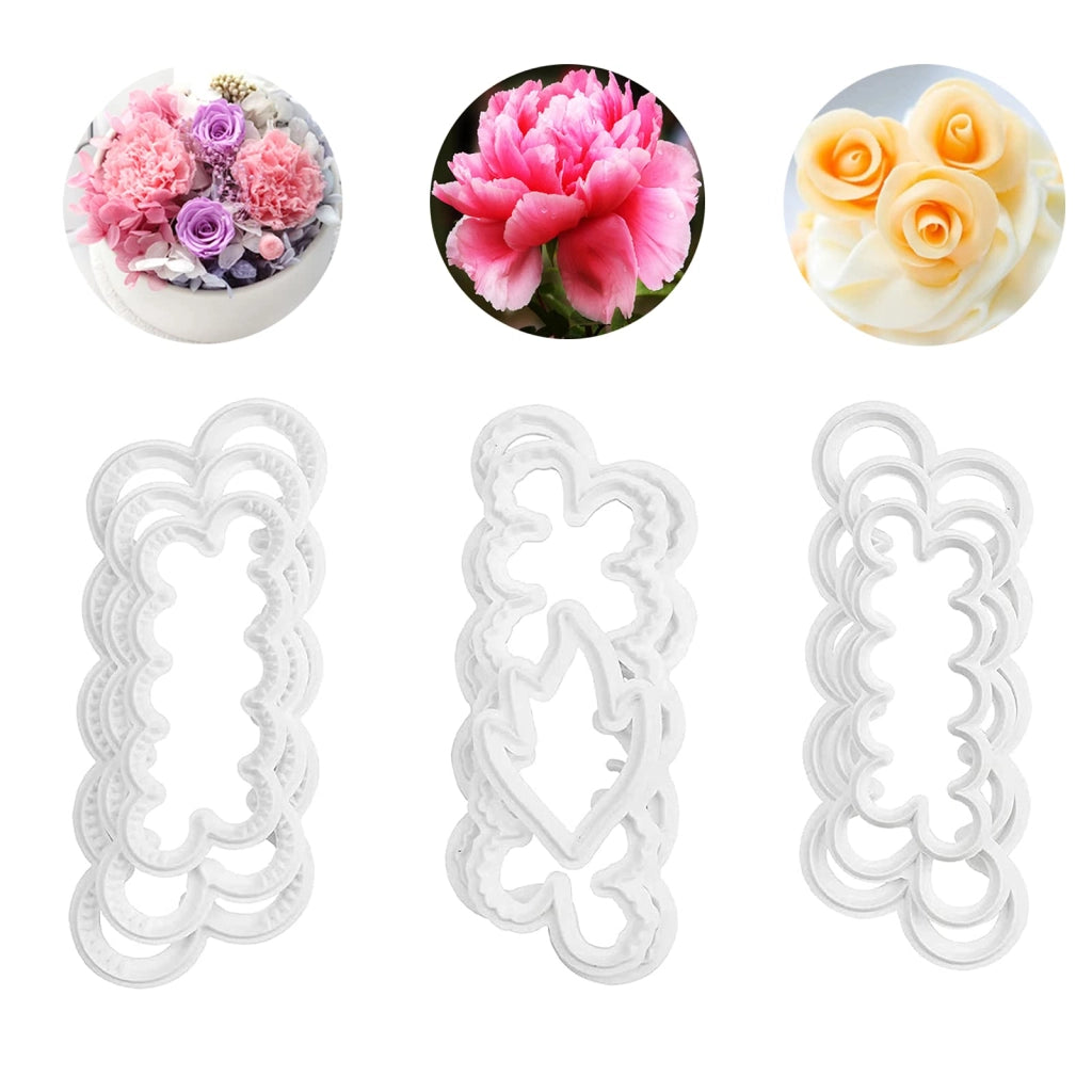 Set di 9 formine a fiore, 3 dimensioni, utensile per fondant