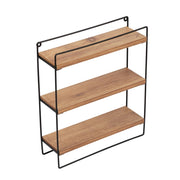 Elegante mensola a parete, rovere e nero, 37 x 46 x 12 cm, pannello truciolare melaminico al 100% e telaio in metallo, perfetta per arredamento moderno e archiviazione