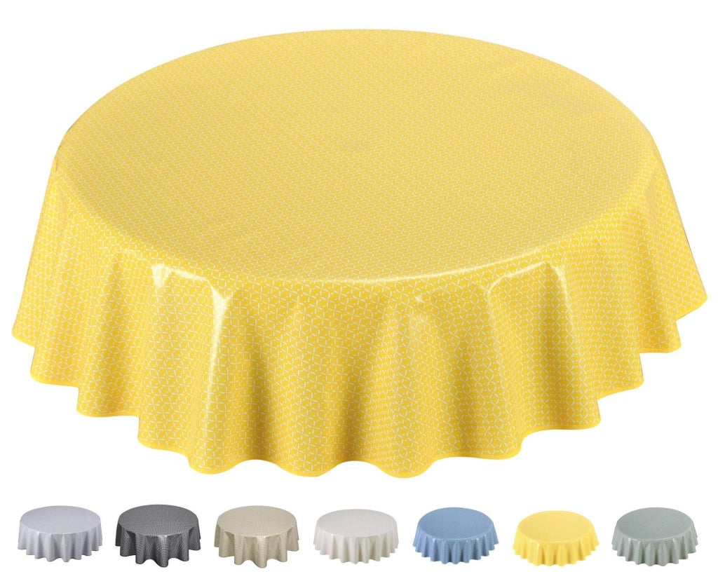 Set tavolo rotondo in PVC, diametro 140 cm, colore giallo – facile da pulire