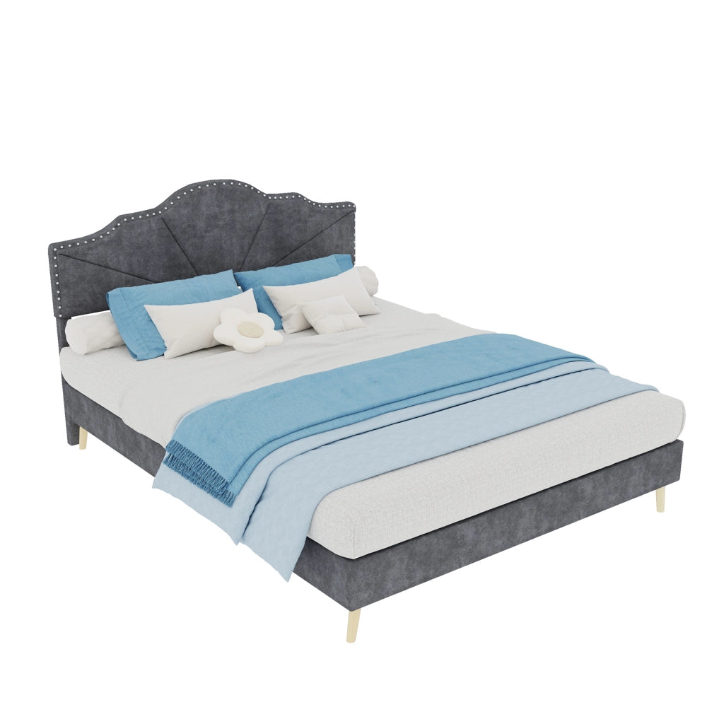 Letto imbottito grigio 140x200 cm