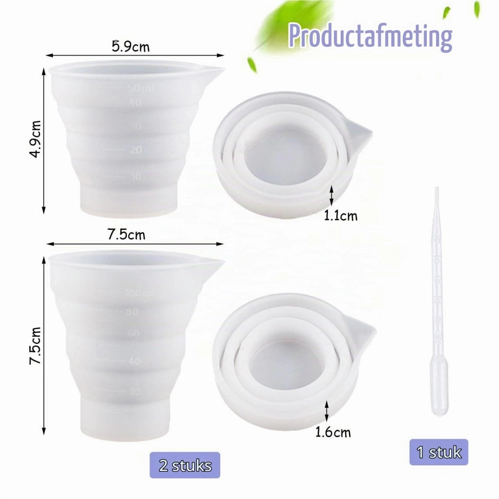 Misurino in silicone da 50/100 ml + 5 pipette da 5 ml, pieghevoli