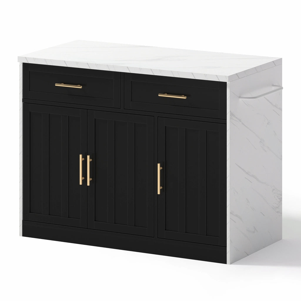 Isola cucina 120x60x91 cm con bancone; prese e USB; cassetti e ripiani regolabili; MDF nero