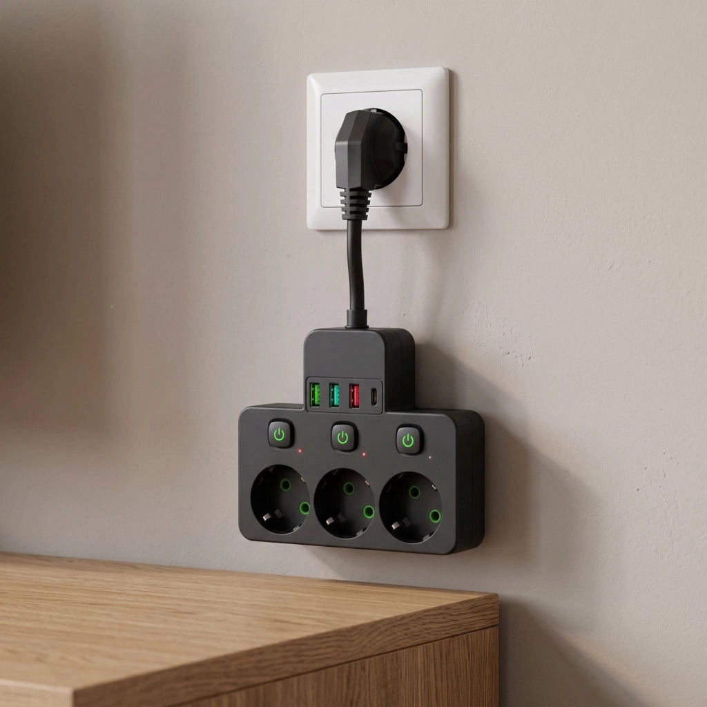 Multipresa 3 Prese + 3x Usb-a + Usb-c Jnh0-18 Black