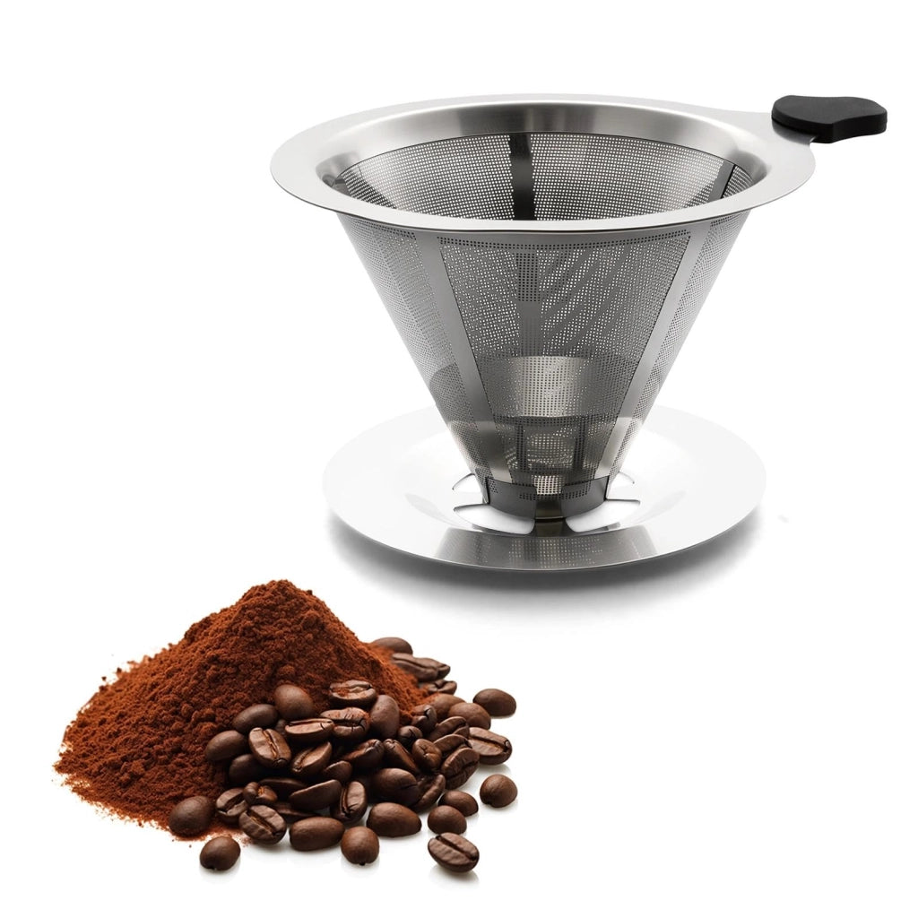 Cesto filtro in acciaio inossidabile, riutilizzabile, per filtri da caffè, confezione singola