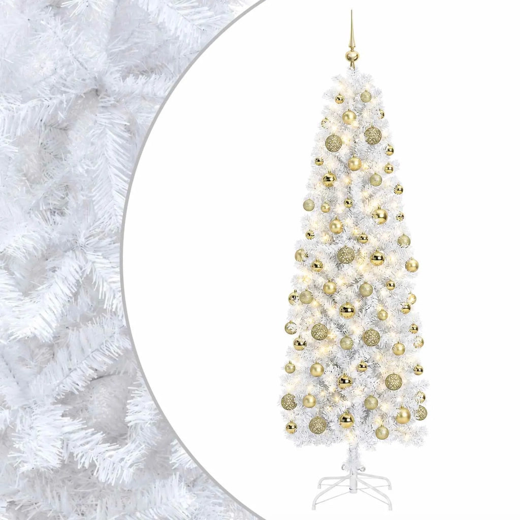 Albero di Natale Artificiale Slim con Palline 180 cm 300 LED 3461067