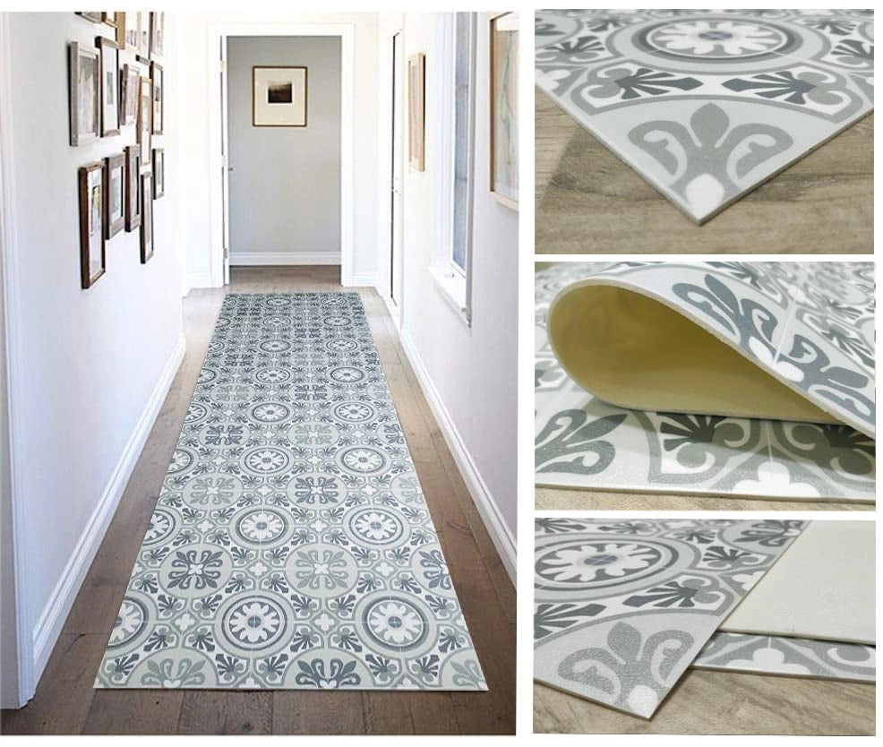 Tappeto in vinile antiscivolo, idraulico, 100x100 cm, verde e argento