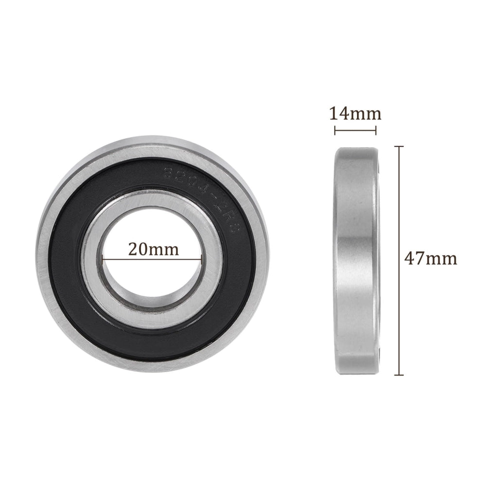 Cuscinetti a sfere radiali a righe, modello 6204RS, confezione da 4 pezzi, dimensioni 20x47x14 mm, acciaio al cromo