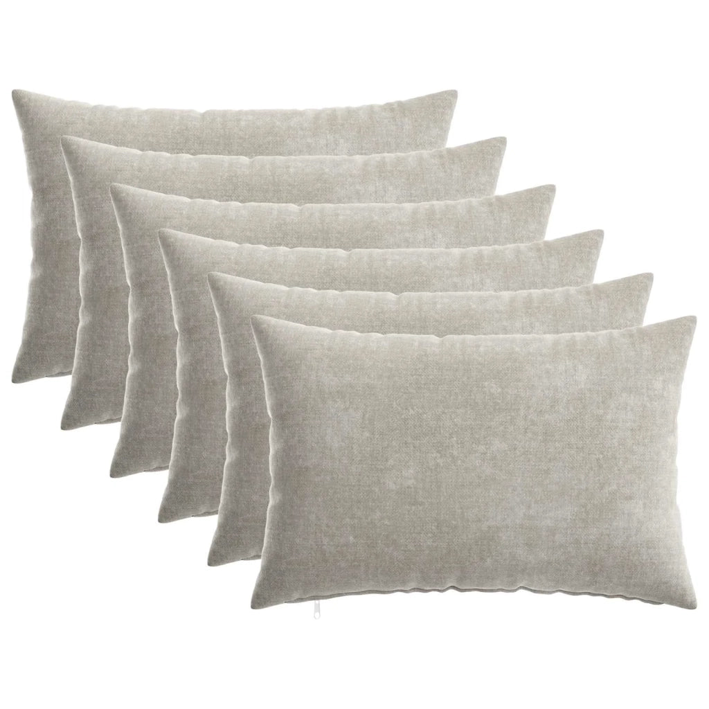 Federa 6 pz HEERLEN Grigio Chiaro 50 x 70 cm Tessuto Chenille 911354