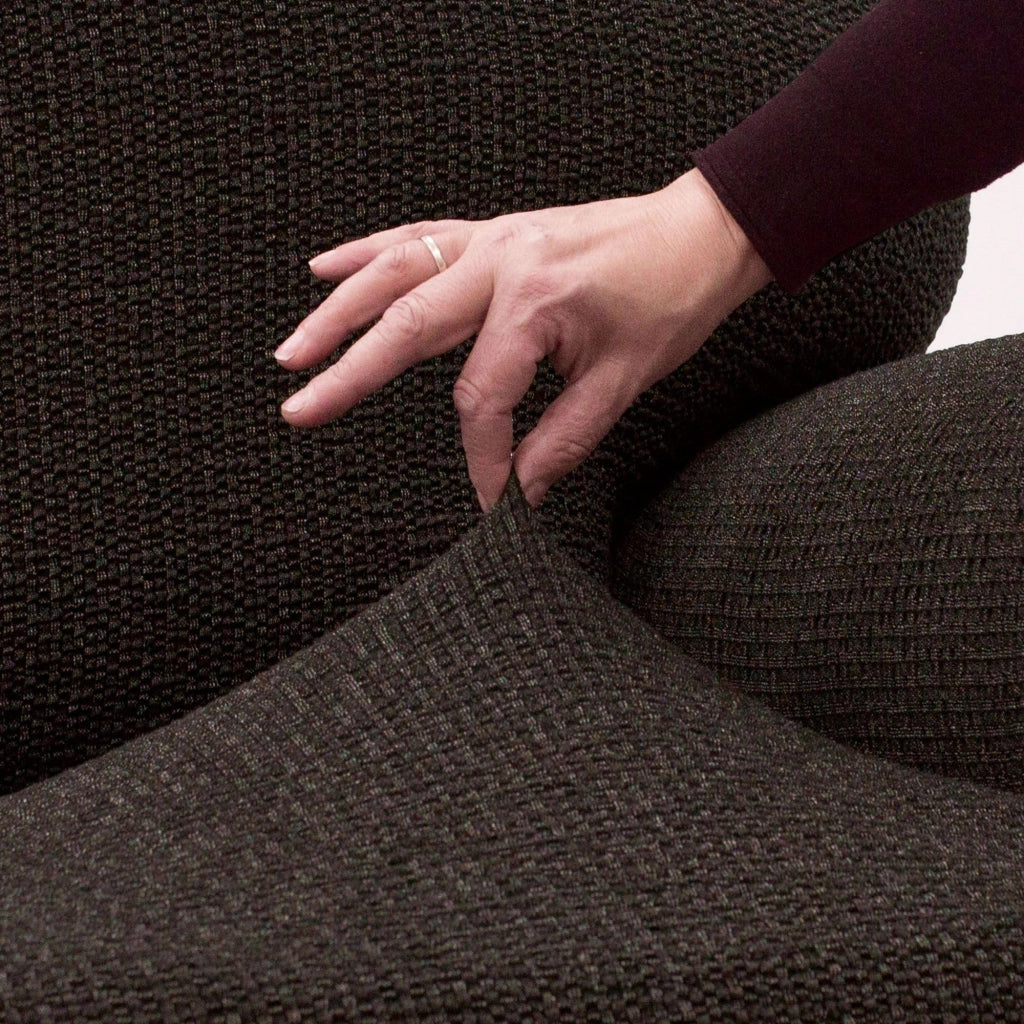 Divano a due posti, imbottitura elastica, color marrone, completo di supporti in schiuma