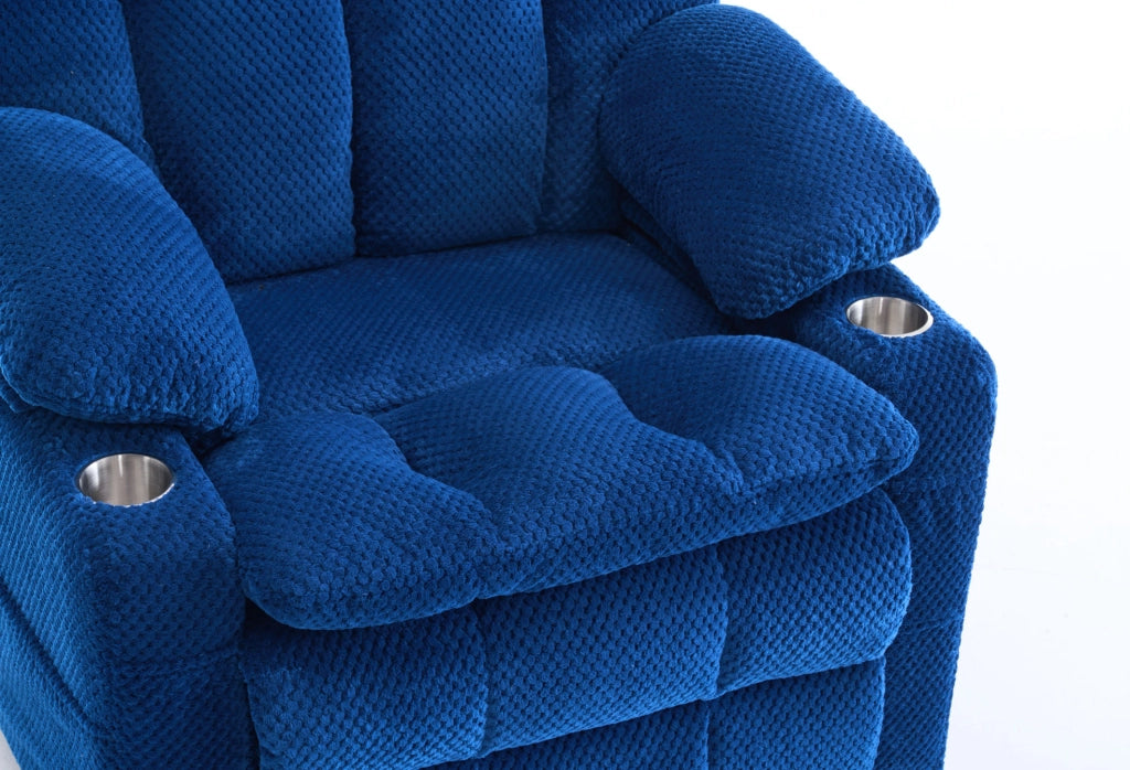 Poltrona elettrica blu con alzata assistita, massaggio e riscaldamento
