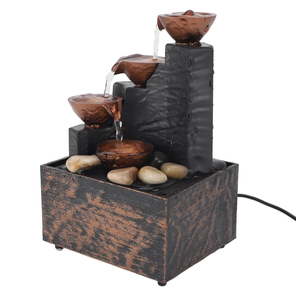 Cascata da tavolo USB con luci LED e pietre decorative, 17,3 cm