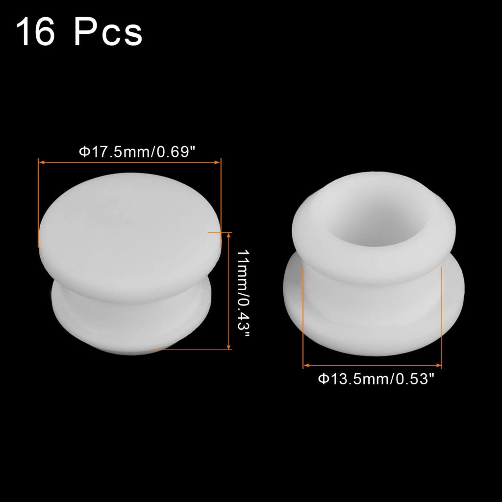 Chiusura a scatto in silicone, rotonda, 13,5 mm, bianca, confezione da 16 pezzi