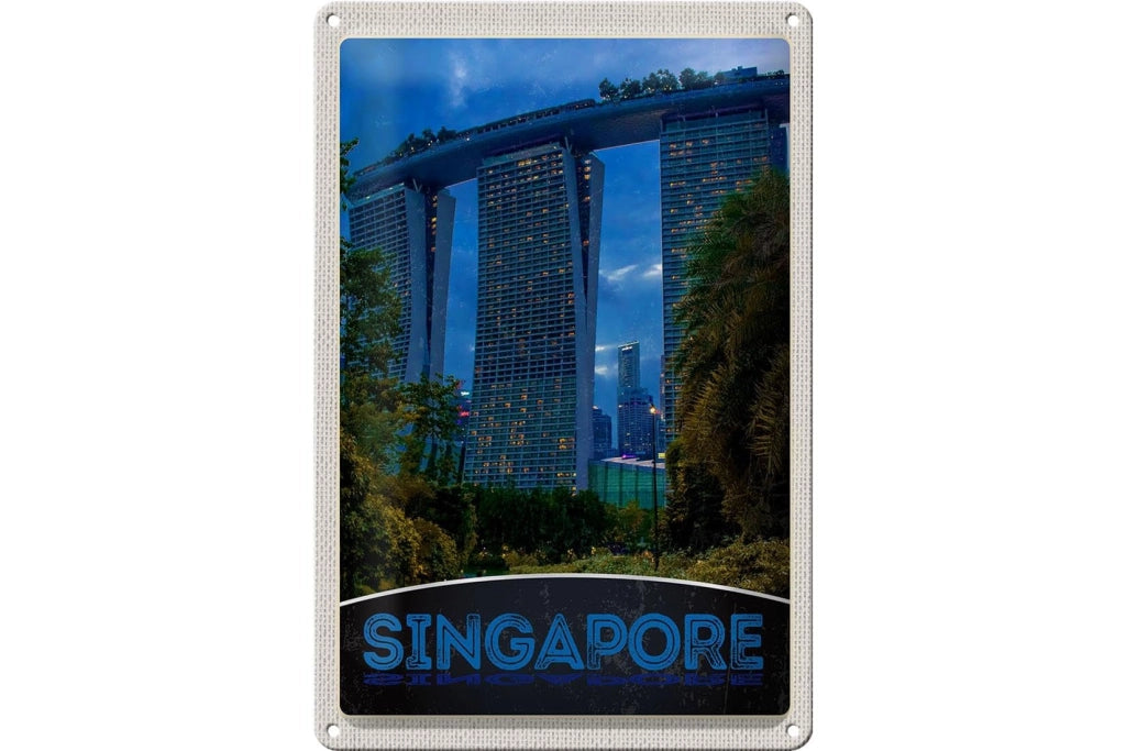 Pannello metallico 20x30 cm, Singapore, Asia, architettura, grattacielo