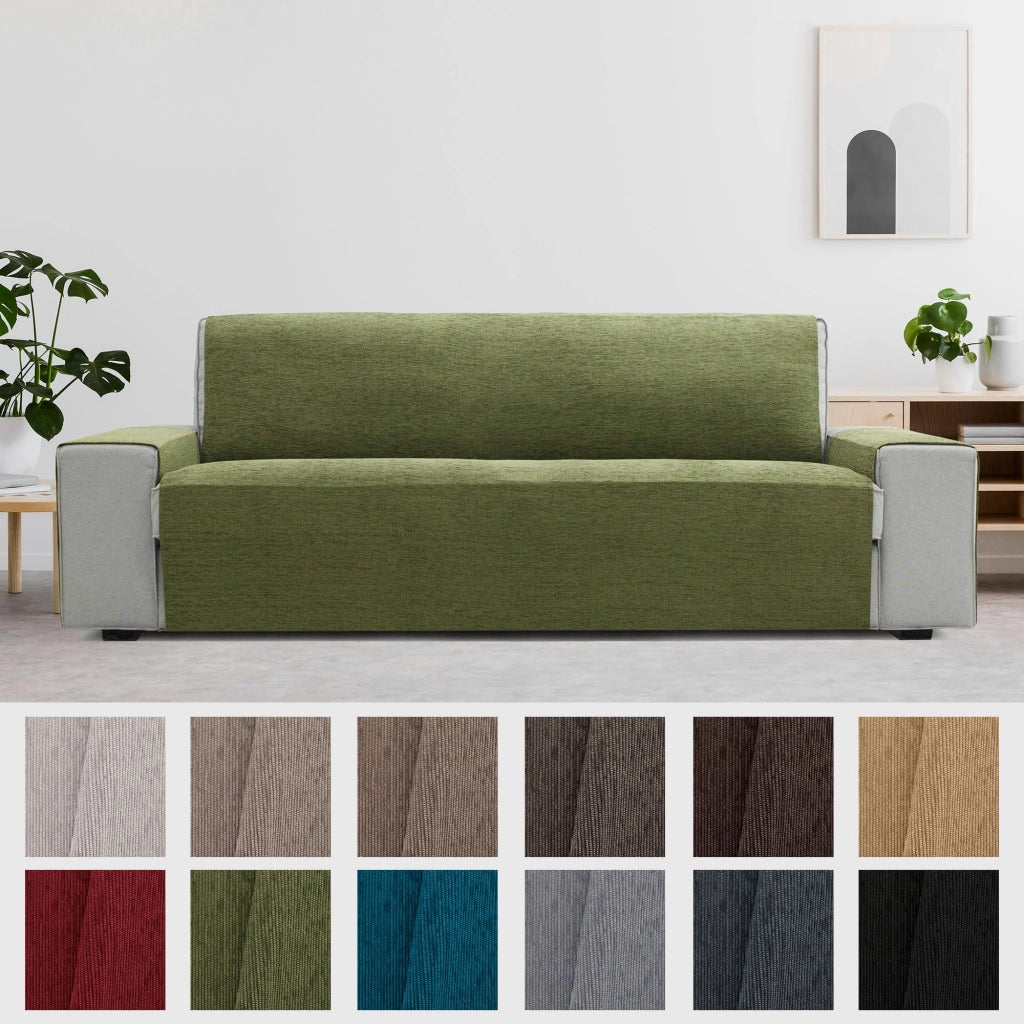 Copridivano 160x220 cm, verde, morbido, adatto per divani a 3 posti