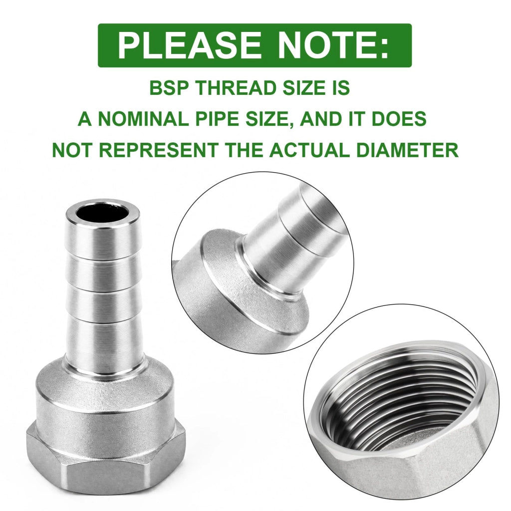 Raccordi per tubi da 20 mm x 3/4" BSP, 2 pezzi, in acciaio inossidabile, forgiati