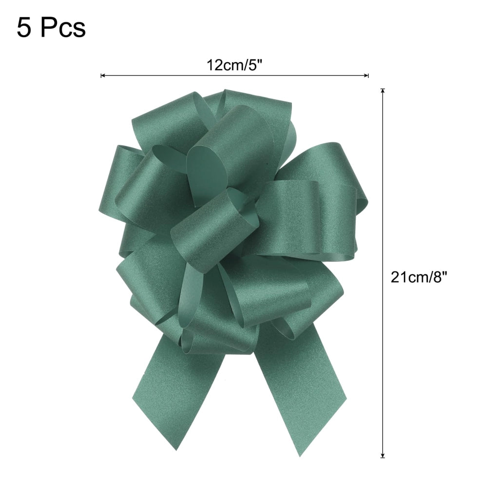 5 nastri di raso da 12 cm, ideali per creare grandi fiocchi, colore verde