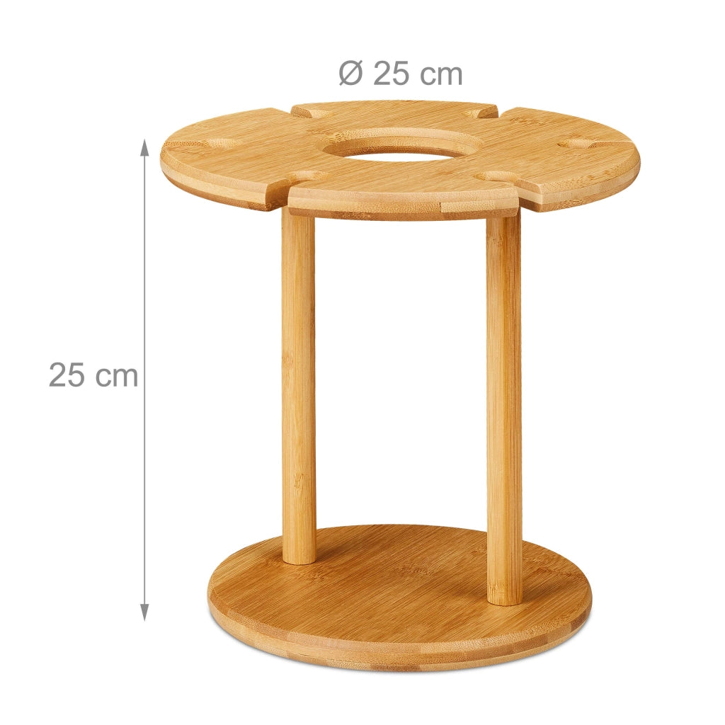 Portabicchieri in bambù, rotondo, diametro 25 cm, per 6 bicchieri