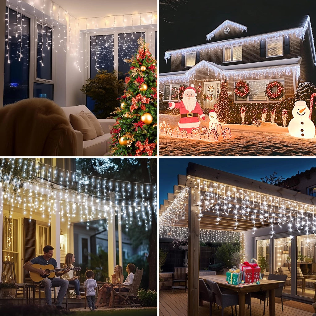 Catena luminosa solare con 600 LED, per illuminazione esterna